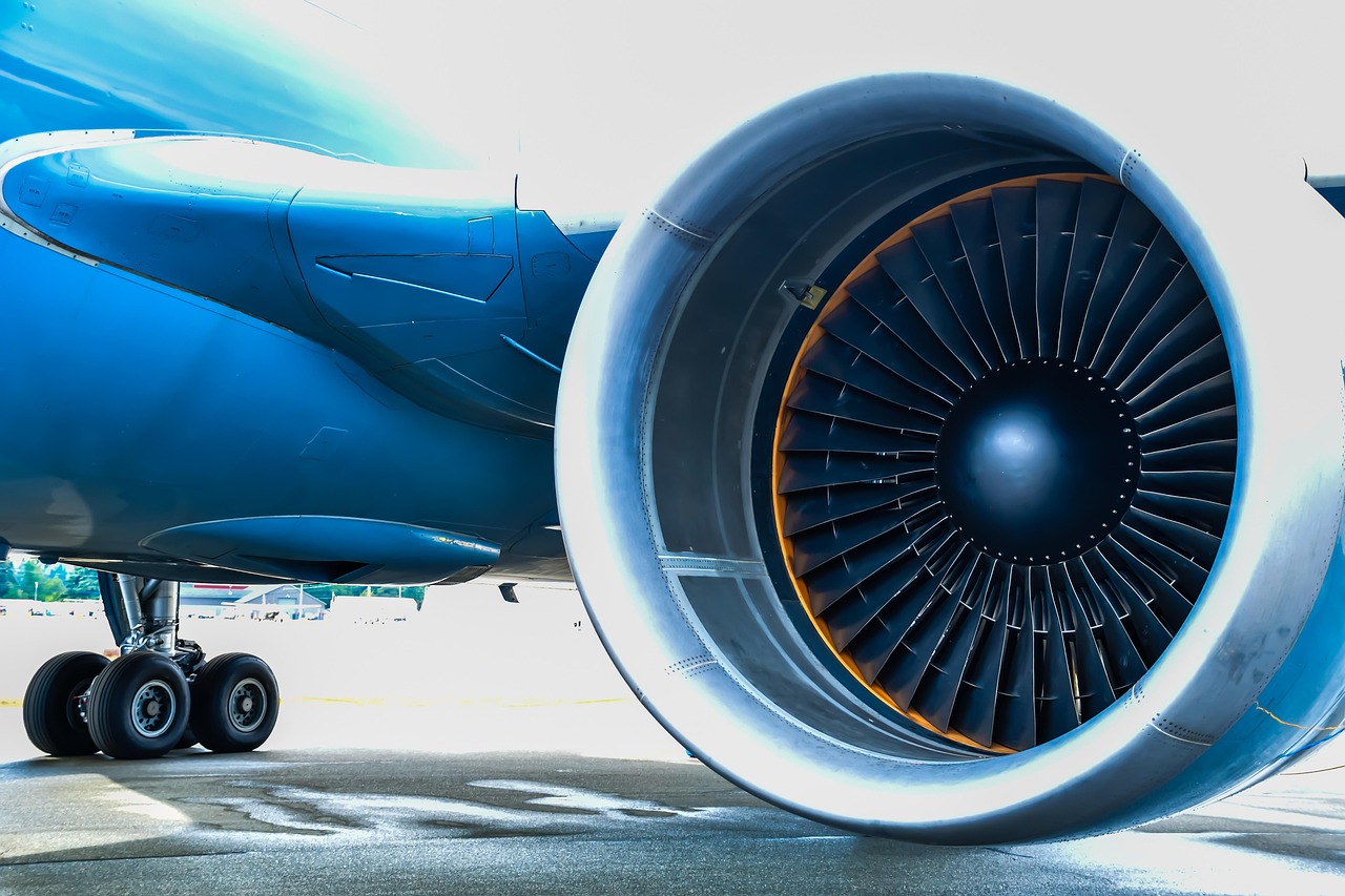 jet engine, aviation, aircraft, plane, jet, engine, technology, airplane, aerospace, airport, turbine, flying, machine, travel, sky, air, wing, transport, transportation, fly, cargo, blue plane, nature, blue airplane