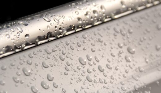 waterdrop, metal, aluminum, white, silver, nature, anodized, automobile, car, wet, drops, car wallpapers, raindrop, liquid, fluid, rain, to wash, roll off, glittering, painted, water pearls