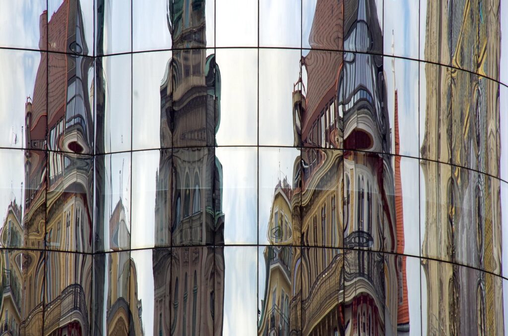 haas house, house, glass facade, facade, reflection, glass, vienna, mirrors