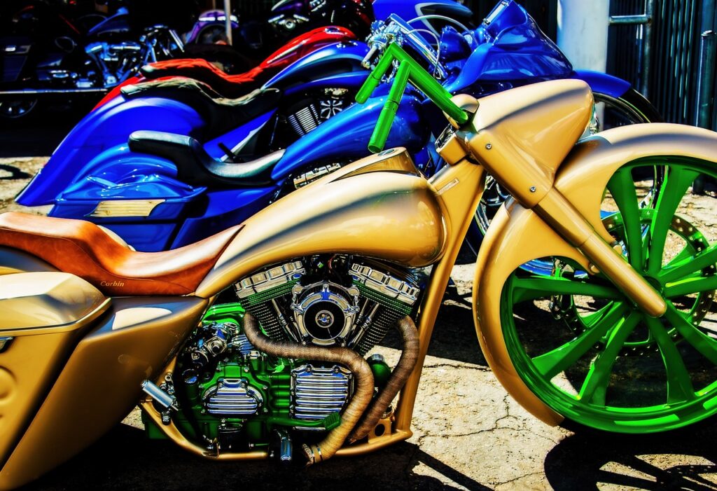 motorcycle, custom, colorful, harley, street, bike, motorcycles, shiny, machine, chrome