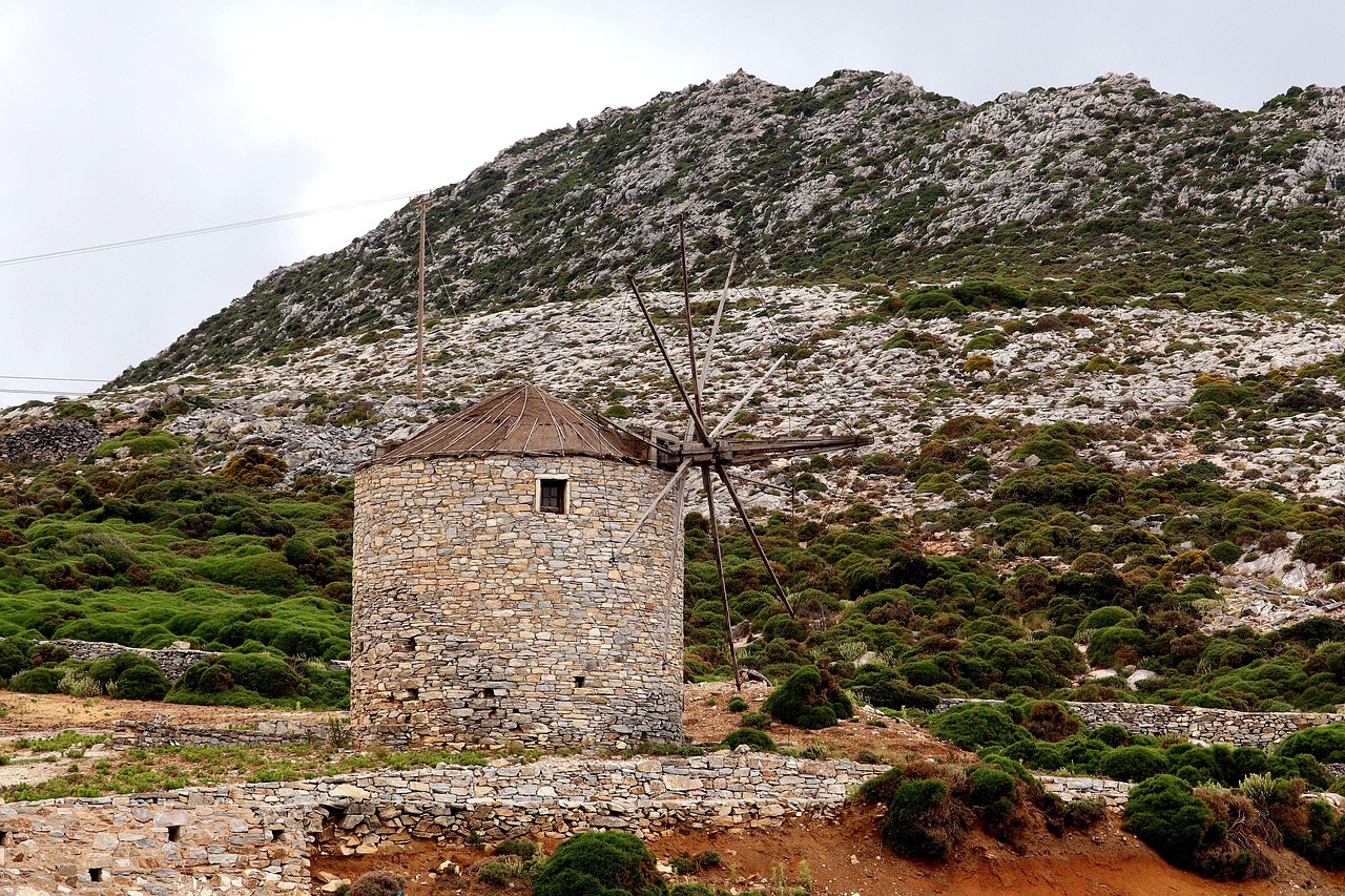 windmill, mountain, naxos, nature, greece, mill, all mill, cyclades, building, old mill
