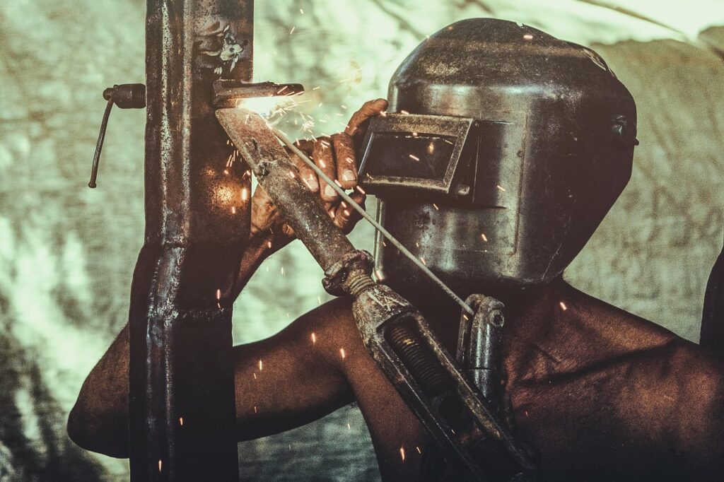 metal, welding, welder, employee, helmet, mask, industry, men, workshop, metallurgy, welding, welder, welder, welder, welder, welder