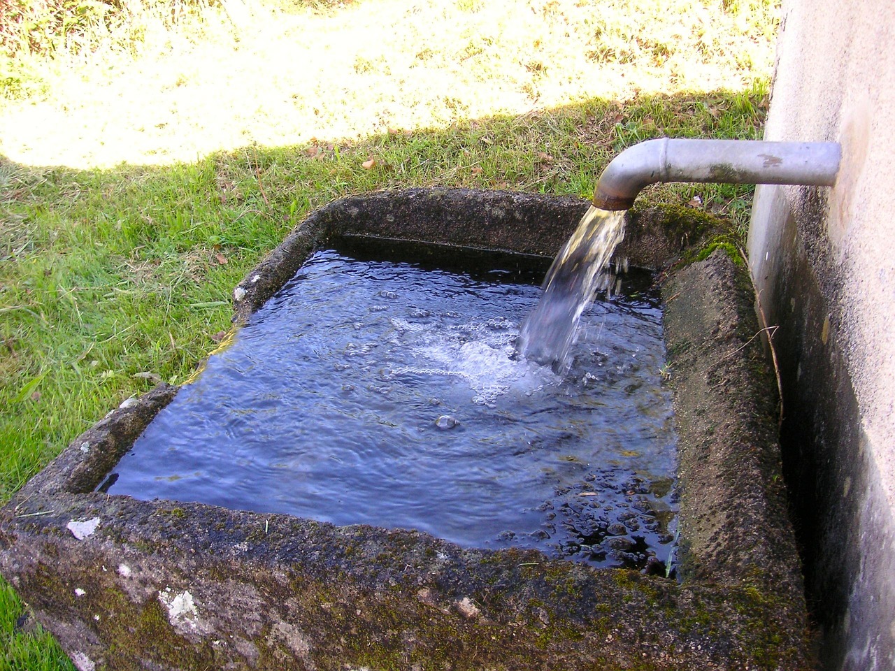 water trough, water pipe, stone sink, flowing, water, pipe, nature, trough