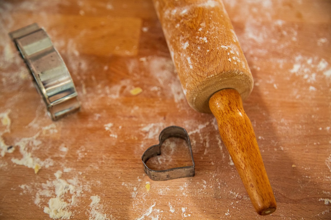 baking tools, rolling pin, cookie cutter, heart shape cookie cutter, kitchen tools, closeup, baking tools, baking tools, baking tools, baking tools, baking tools, kitchen tools, kitchen tools
