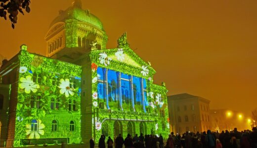 laser show, laser projection, light show, bern, federal building, switzerland, art, starlight events lumine projections
