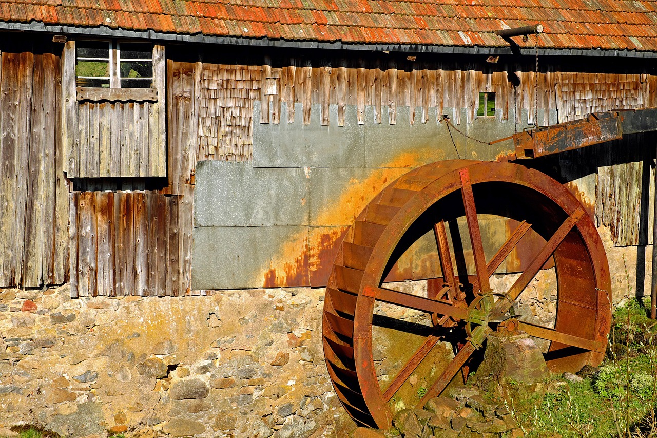 mill wheel, water wheel, grind, energy, water, flow, rotate, wheel, rotation, old, nature, rusty, water mill, mill, black forest